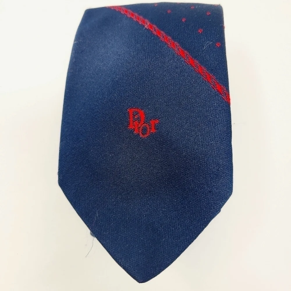 Christian Dior | Men's Navy and Red Mixed Print Tie (One Size)